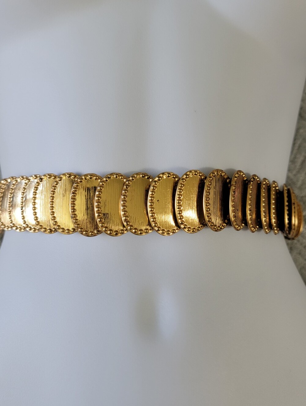 Vintage Gold Tone Metallic Mermaid Stretch Infinity Belt 70s 80s 90s retro S/M